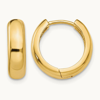 Round Hinged Hoop Earrings, 14K