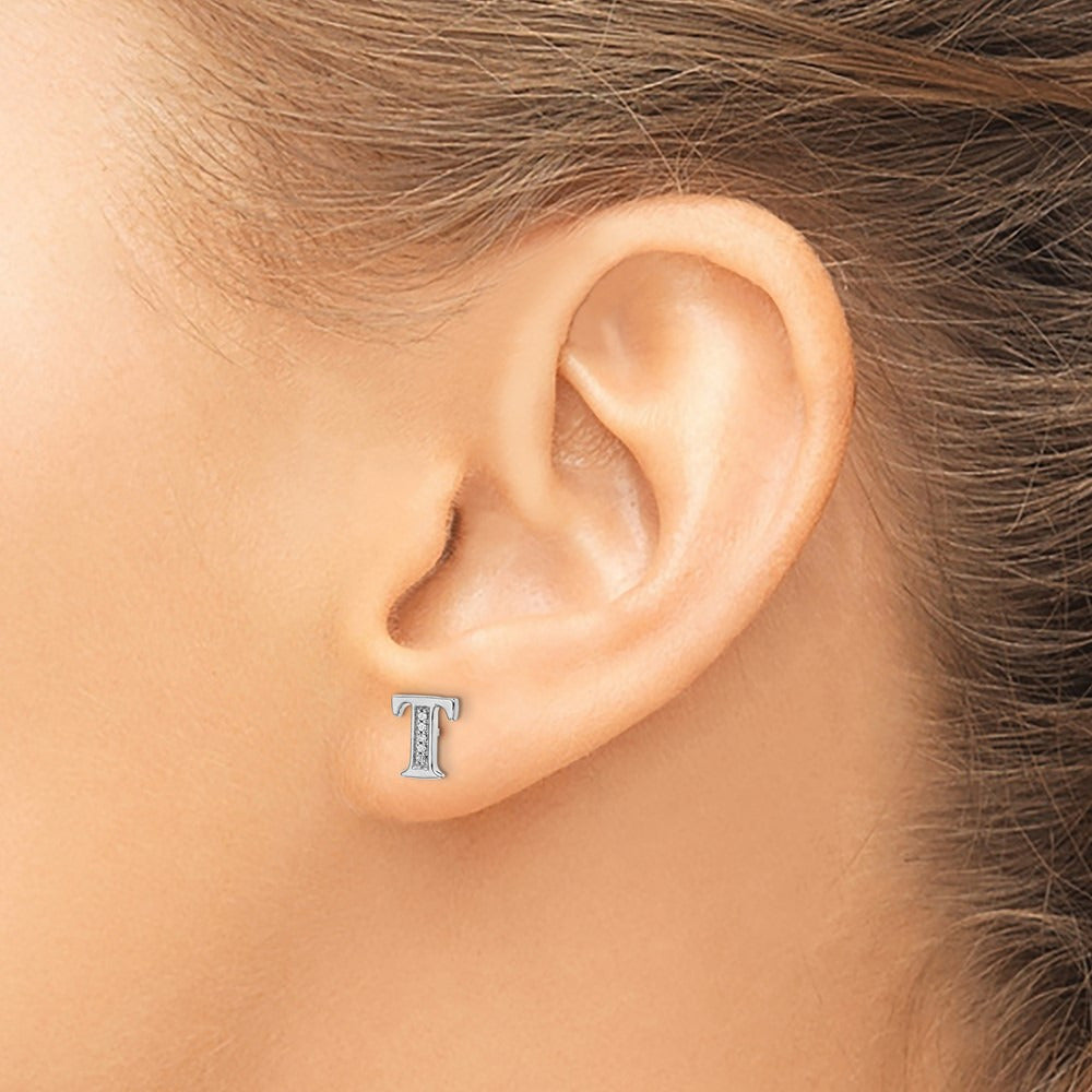 Diamond Earrings — 14K White Gold, 8mm, T