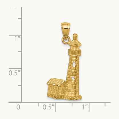 Brushed D/C Lighthouse Pendant, 14K