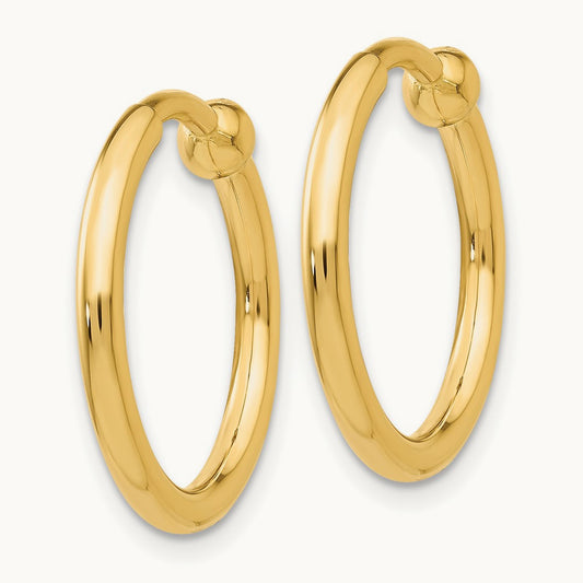 Non-Pierced Hoop Earrings, 14K