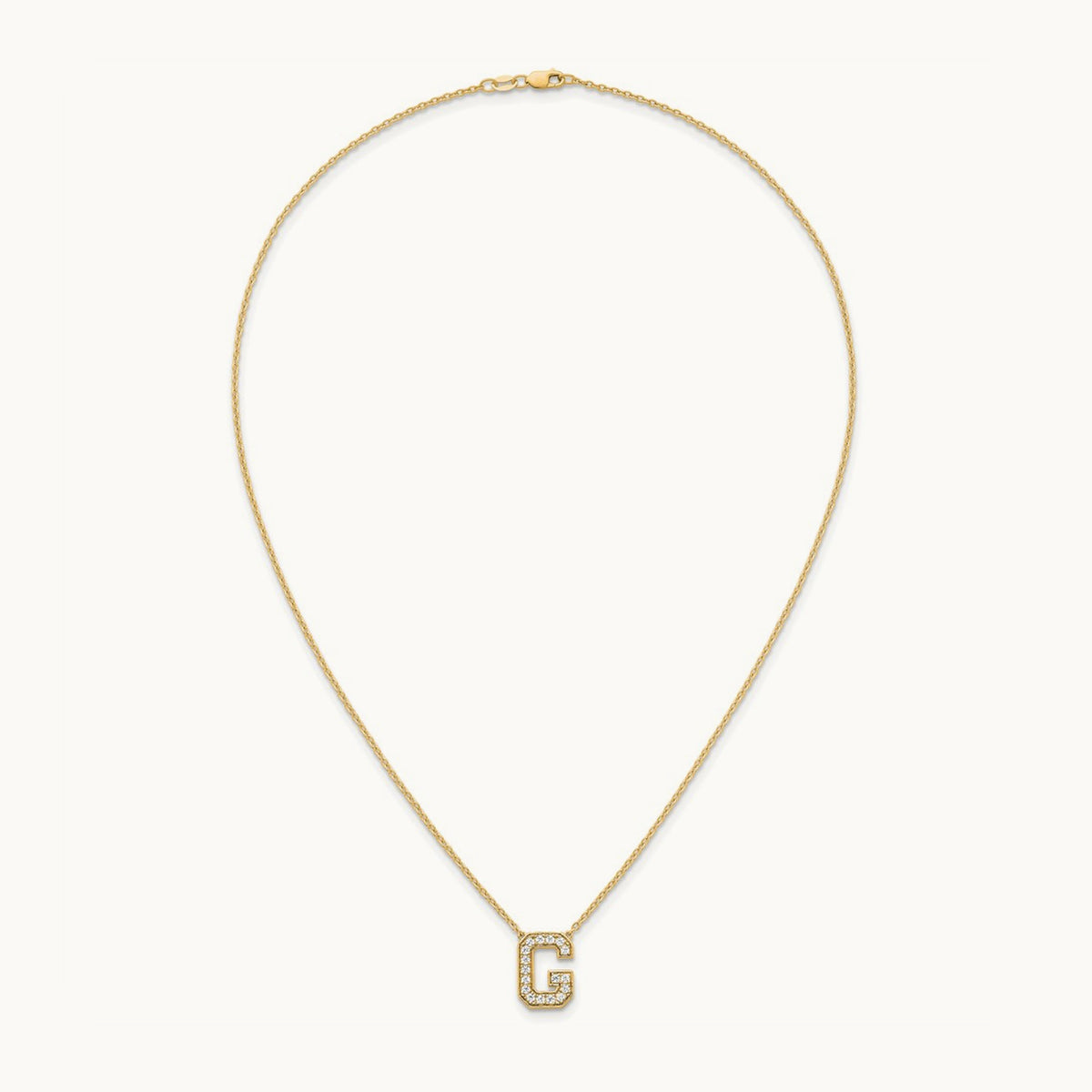 Initial Necklace — 14K Yellow Gold, G, 1/3 ct