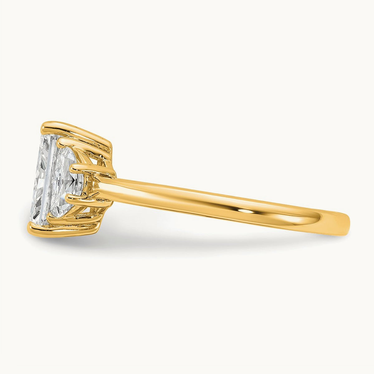 Radiant & 1/2 Moon Engagement Ring, 1.25-4.00 ct tw Lab-Grown Diamond — 2 ct, 14K Yellow Gold