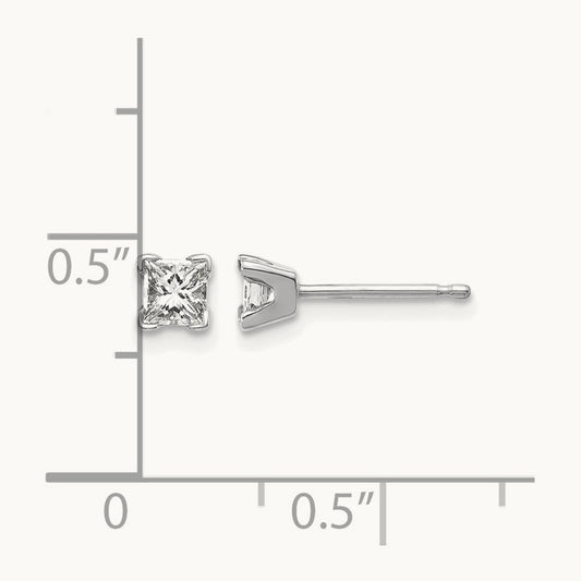 VS Quality Complete Princess Cut Diamond Earrings, 14K White Gold