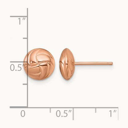 Polished Textured Post Earrings — 14K Rose Gold