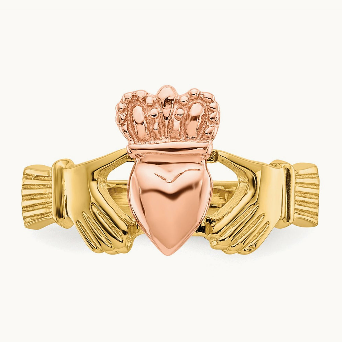 Polished Claddagh Ring, 14K Two-tone