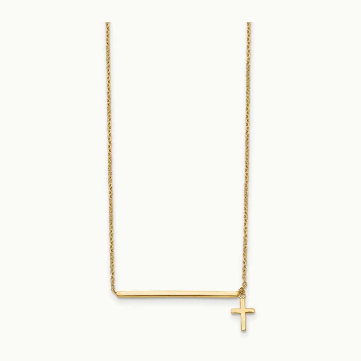Polished Cross w/ 2in ext. Necklace, 14K
