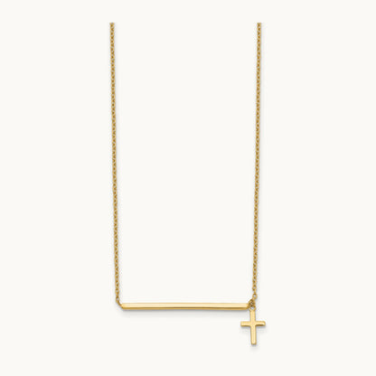 Polished Cross w/ 2in ext. Necklace, 14K