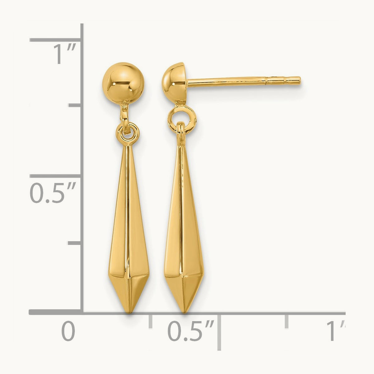 Polished Post Dangle Earrings — 14K Yellow Gold