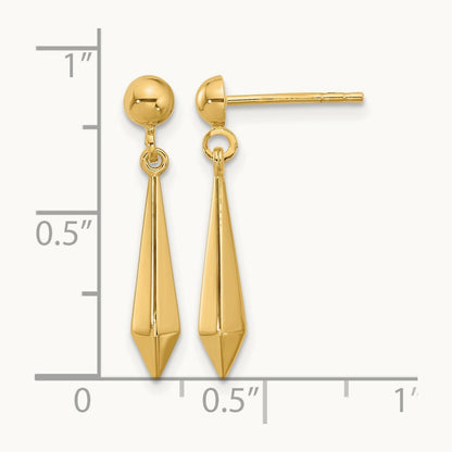 Polished Post Dangle Earrings — 14K Yellow Gold