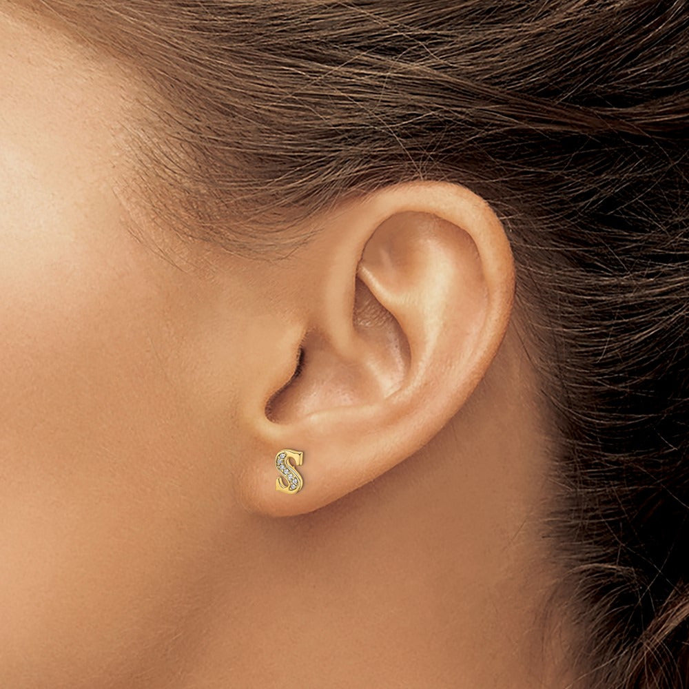 Diamond Earrings — 14K Yellow Gold, 8mm, S