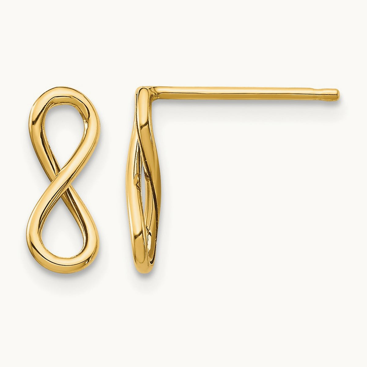 Polished Infinity Post Earrings — 14K Yellow Gold