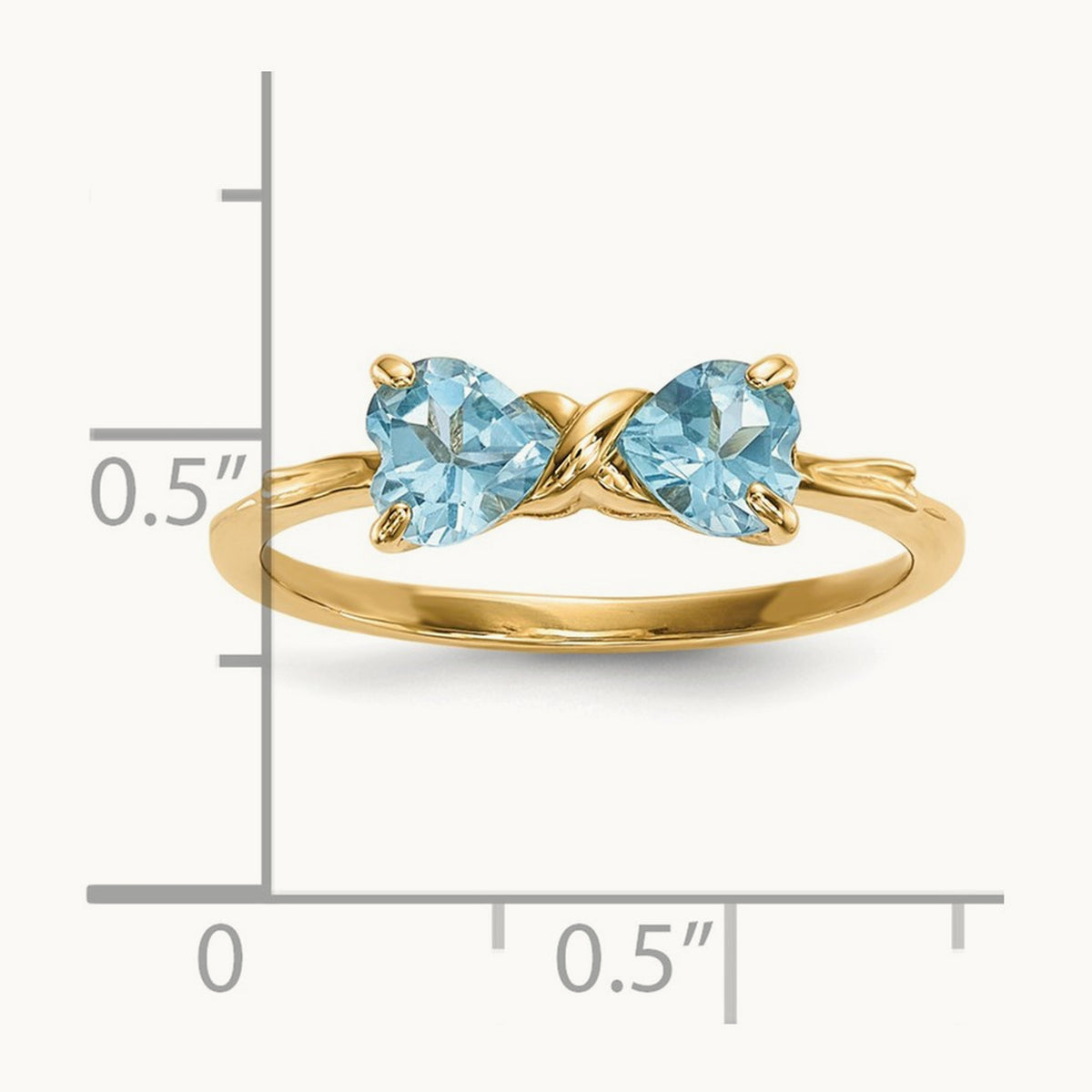 Polished Light Swiss Blue Topaz Bow Ring, 14K Gold