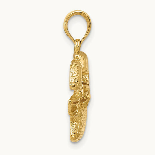 2-D Double Football Helmets and Ball Charm, 14K