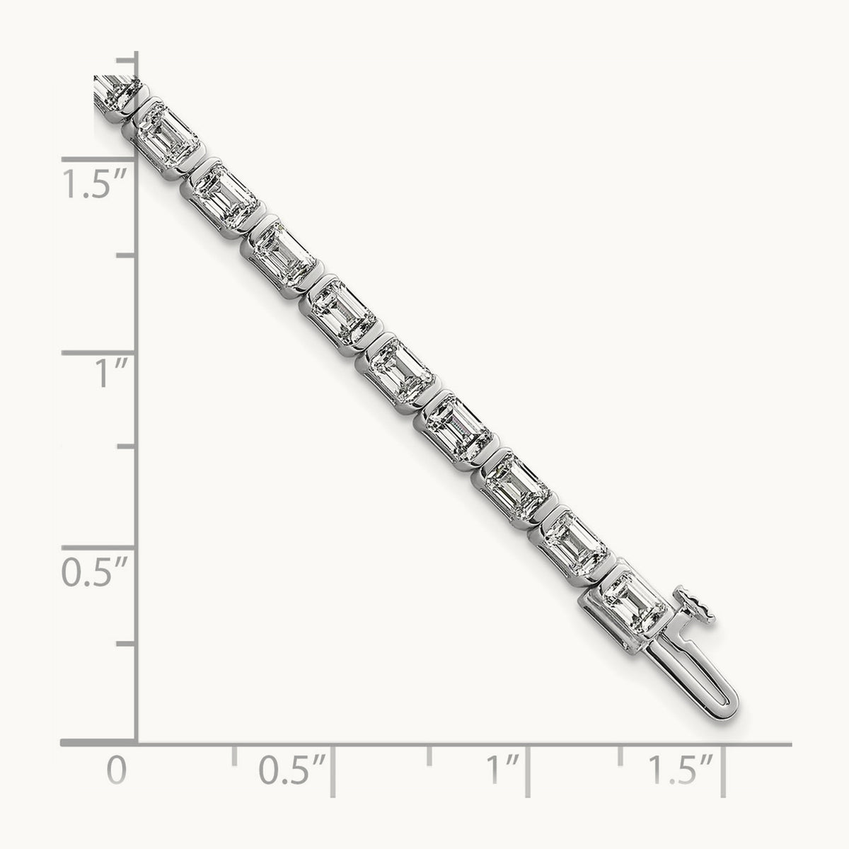 Emerald Bezel Tennis Bracelet, 7.50 ct tw Lab-Grown Diamond — 14K White Gold