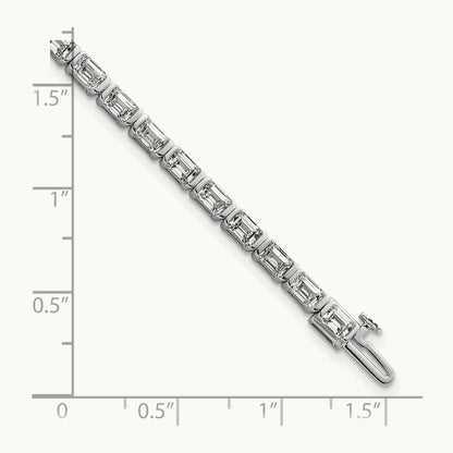 Emerald Bezel Tennis Bracelet, 7.50 ct tw Lab-Grown Diamond — 14K White Gold