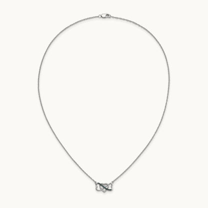 w/ Blue and White Diamond Triple Heart 17in Necklace, 14K White Gold
