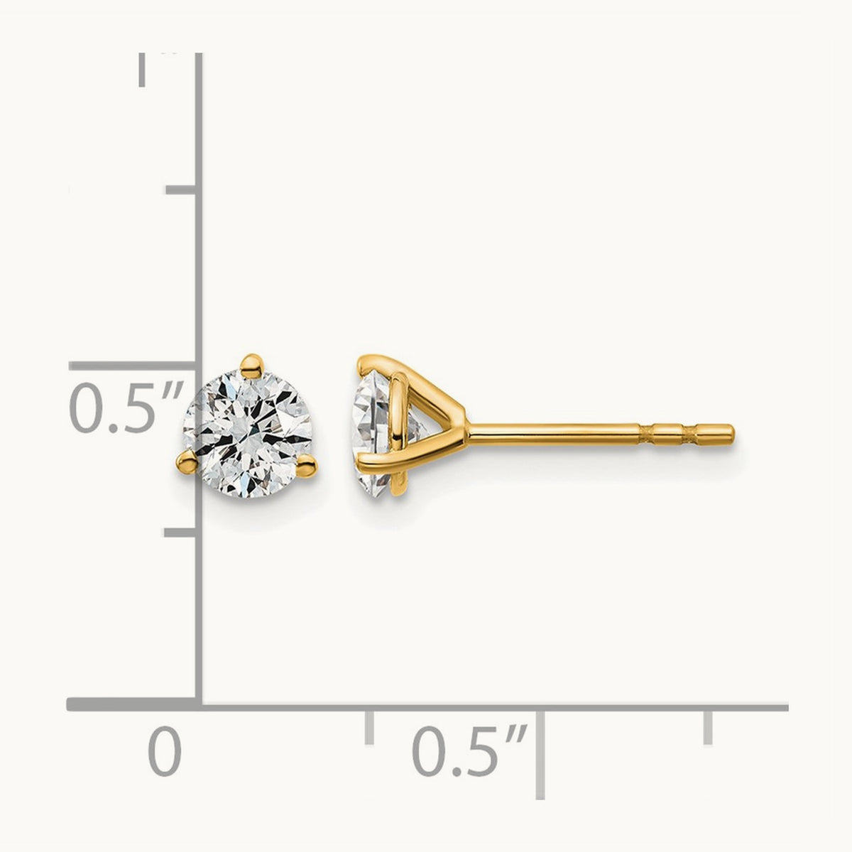 Round Stud Earrings, 0.10-6.00 ct tw Lab-Grown Diamond — 3/4 ct, 14K Yellow Gold