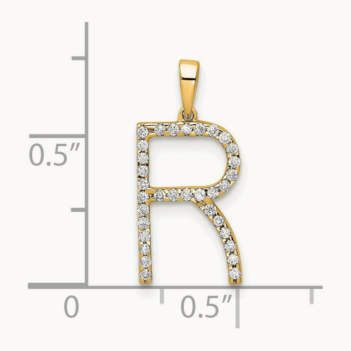 Diamond Letter R Initial Pendant, 14K