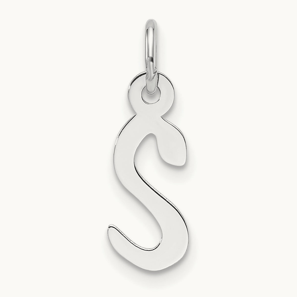 Slanted Block Initial Charm — 14K White Gold, S