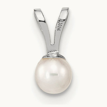 WG 3- Round White Freshwater Cultured Pearl Pendant, 4mm, 14K