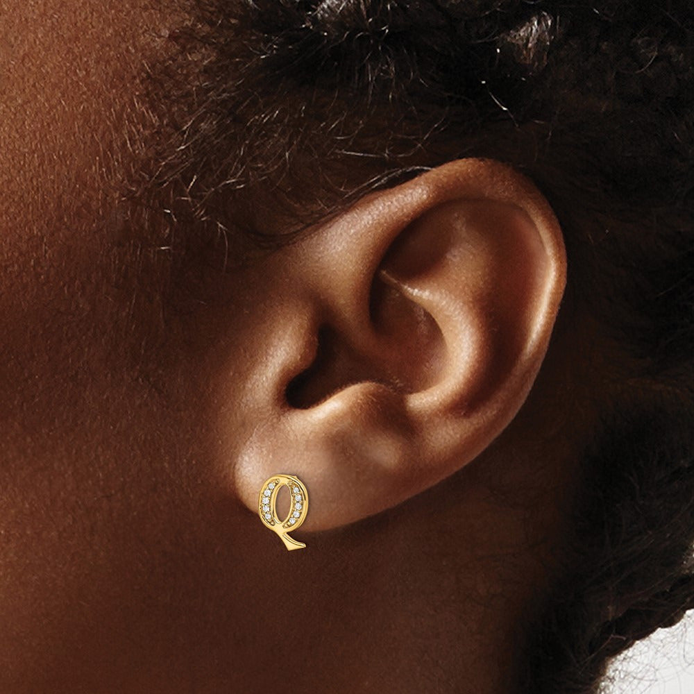 Diamond Earrings — 14K Yellow Gold, 10mm, Q