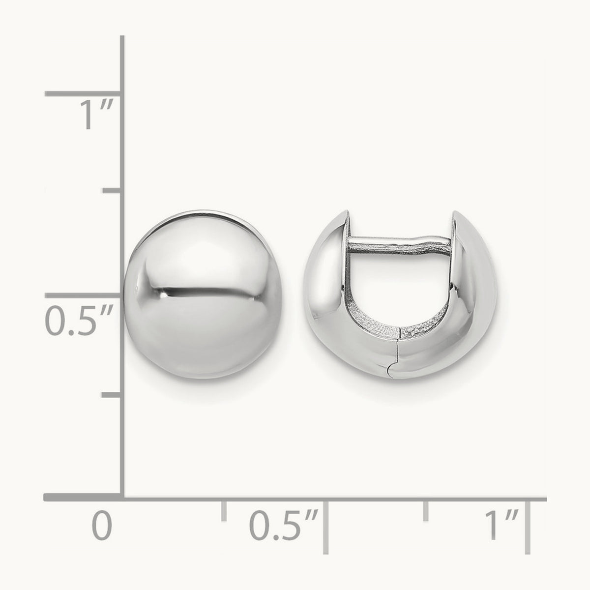 Polished Round Huggie Earrings — 14K White Gold