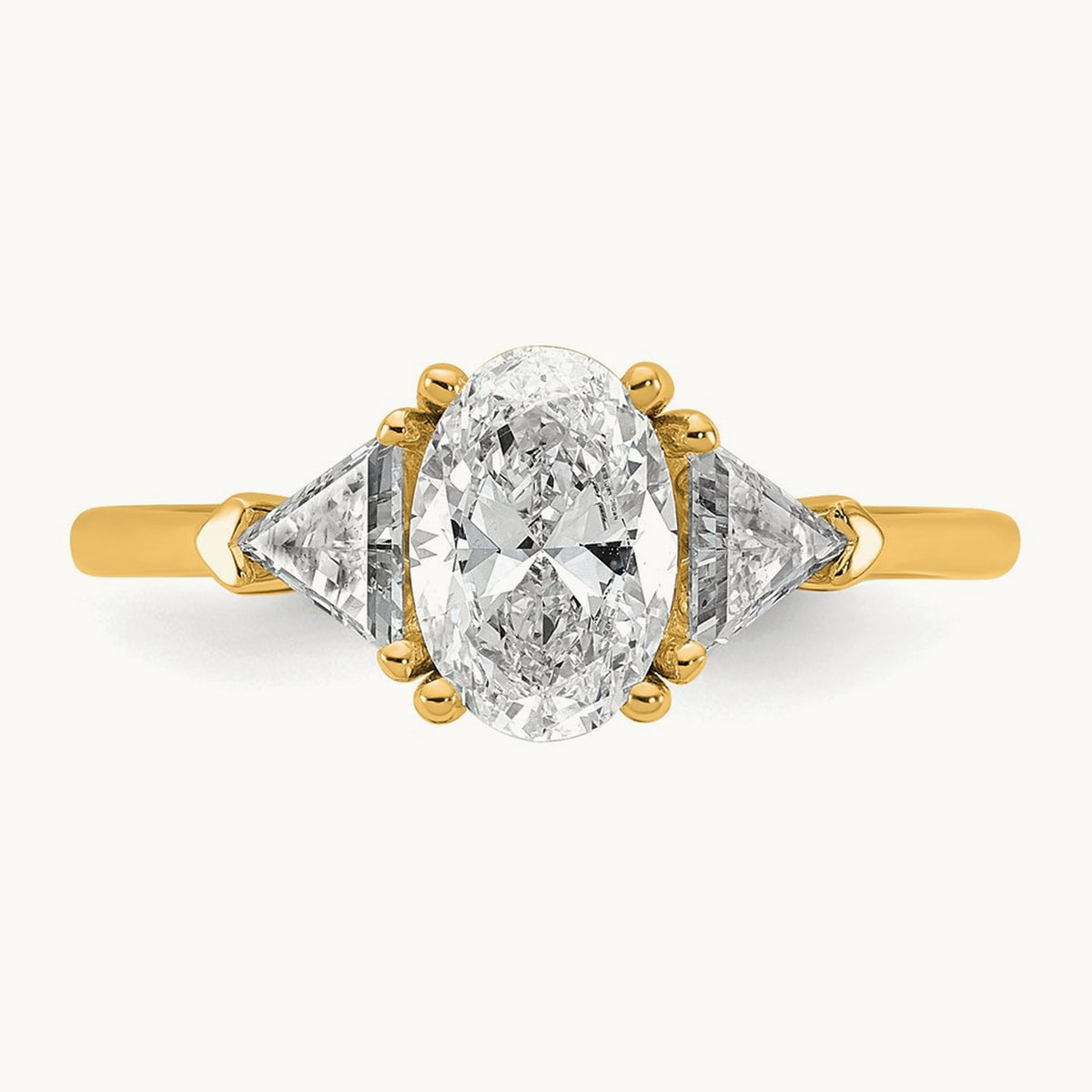 Oval & Trillion 3 Stone Engagement Ring, 1.50-4.00 ct tw Lab-Grown Diamond — 1 1/2 ct, 14K Yellow Gold