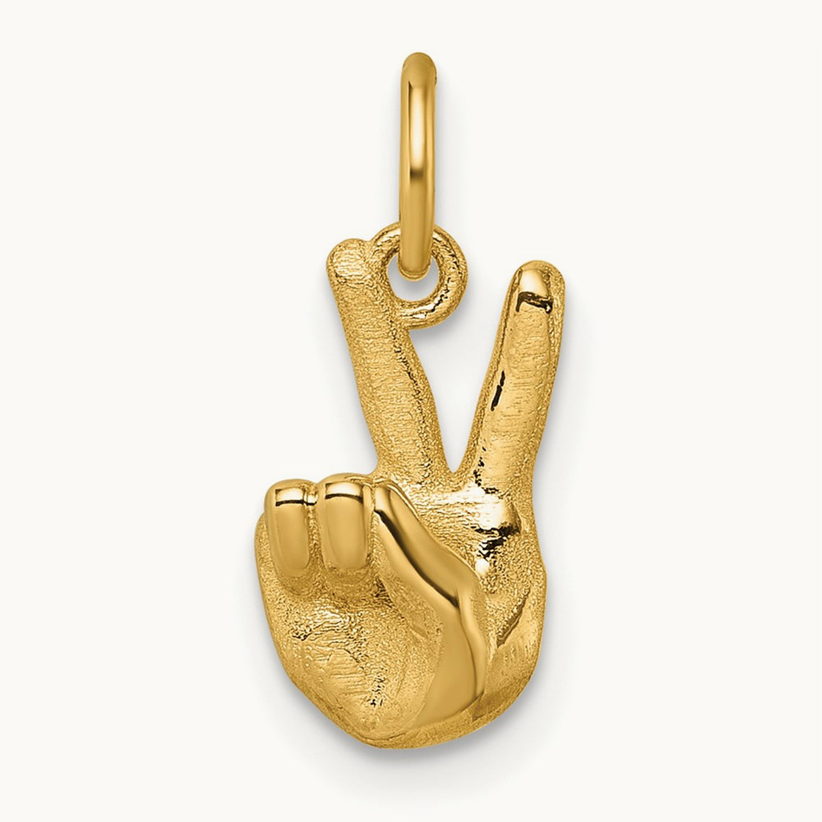 Polished Peace Hand Pendant, 14K