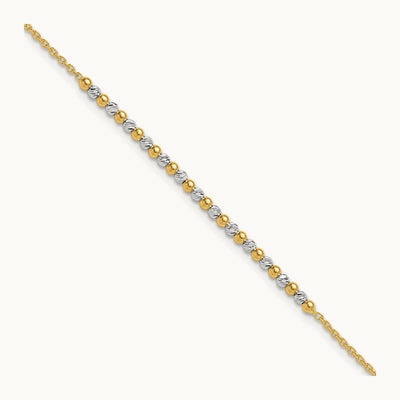 Diamond-cut Beaded 7.5in Bracelet, 14K Two-tone