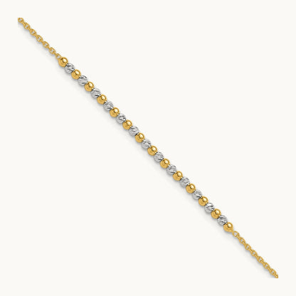 Diamond-cut Beaded 7.5in Bracelet, 14K Two-tone
