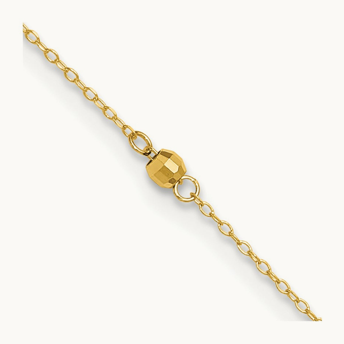 Mirror Beads 9in Plus 1in Ext Anklet, 14K