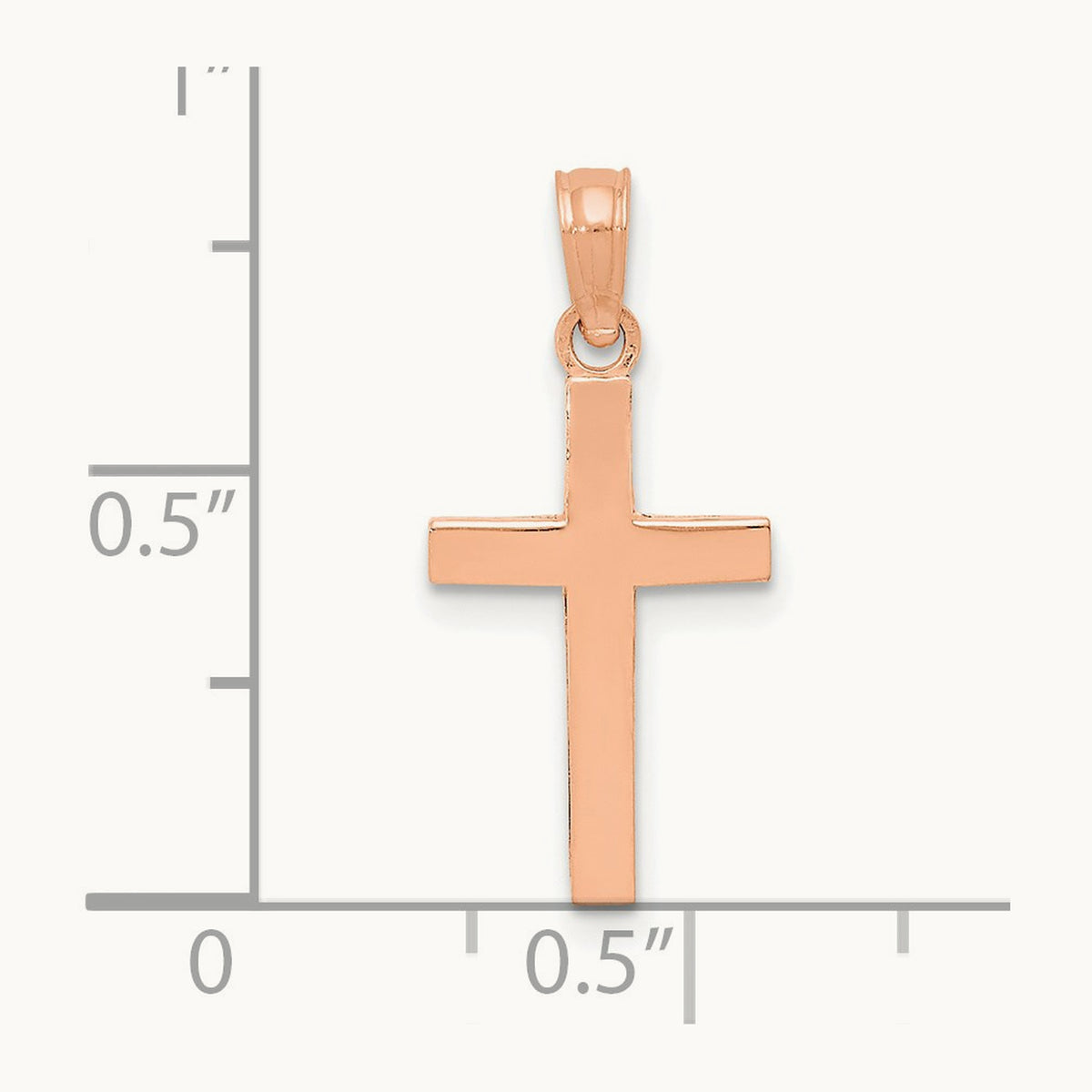 Beveled Cross Charm — 14K Rose Gold, 22.8mm