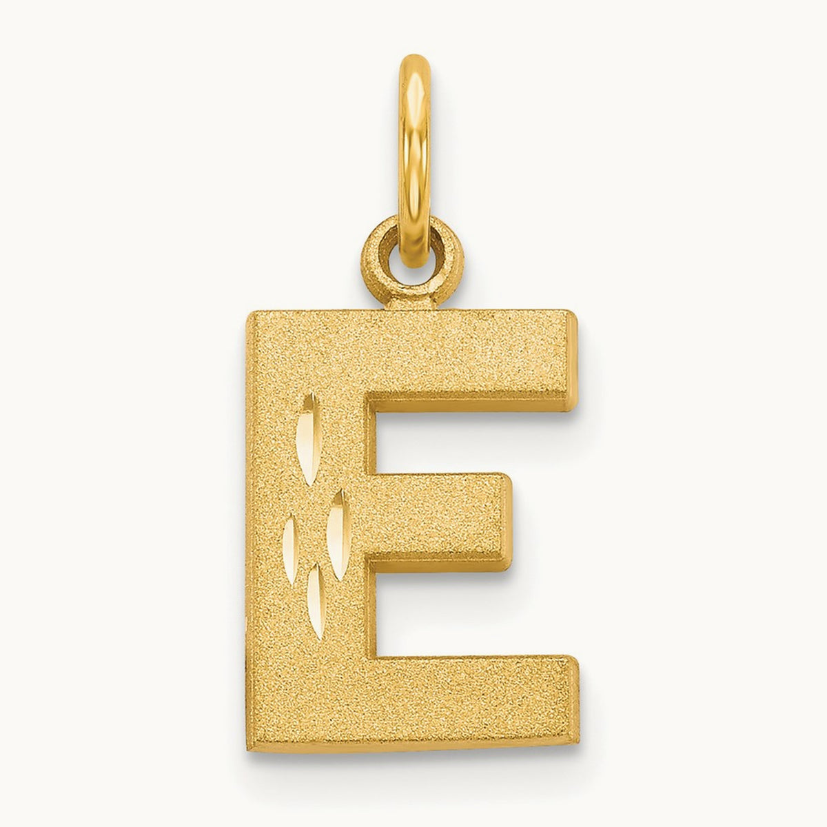 Satin Diamond-cut Initial Charm — 14K Yellow Gold, E