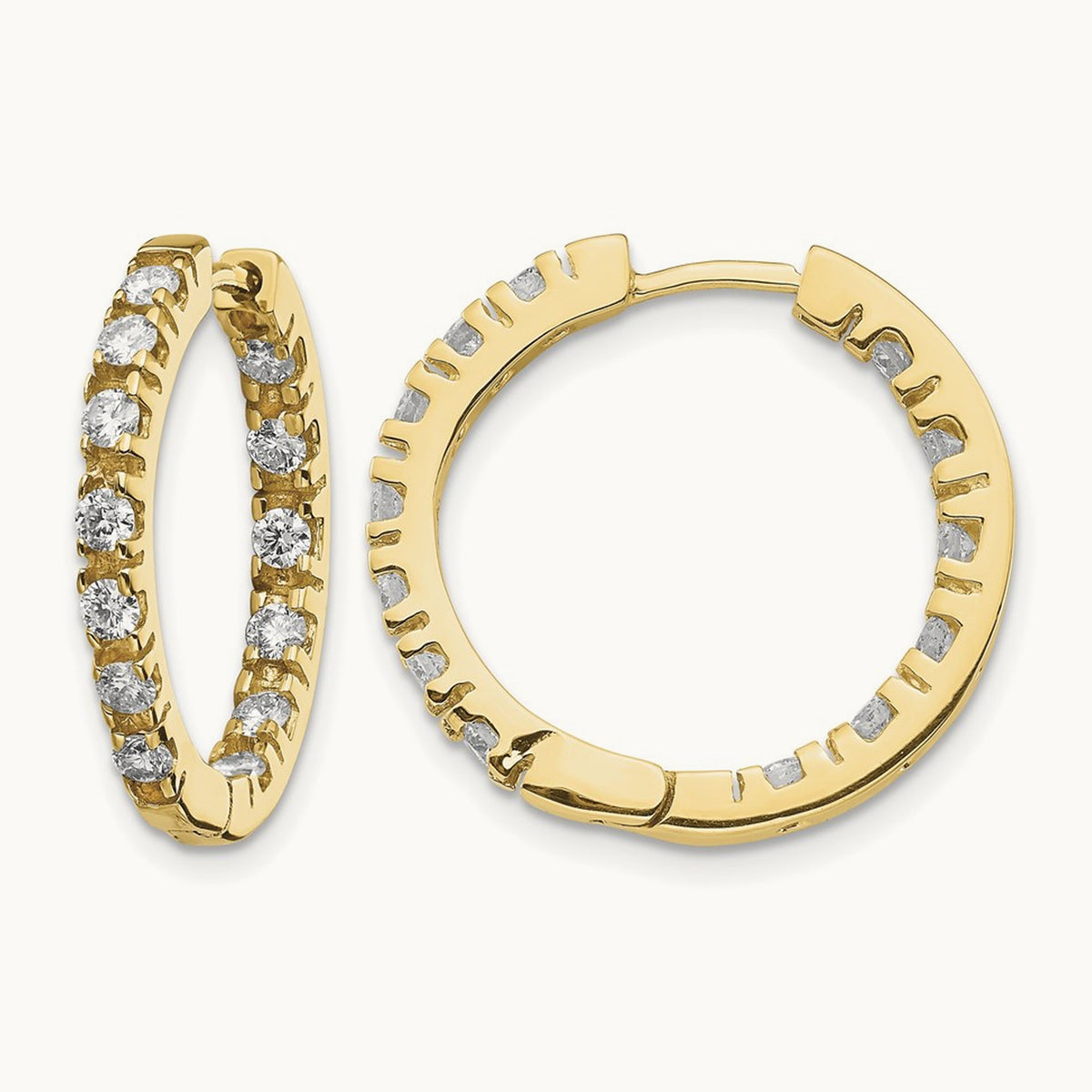 AAA Diamond Hinged Hoop Earrings, 14K