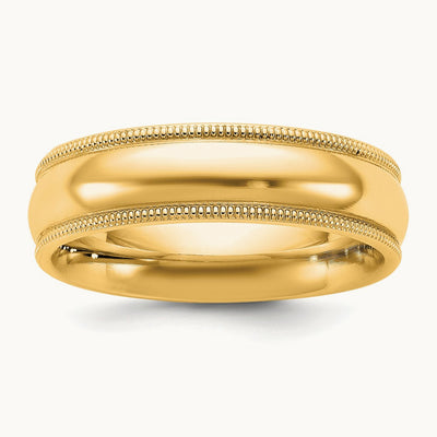 Milgrain Comfort Fit Band, 5.5mm, 10K Yellow Gold