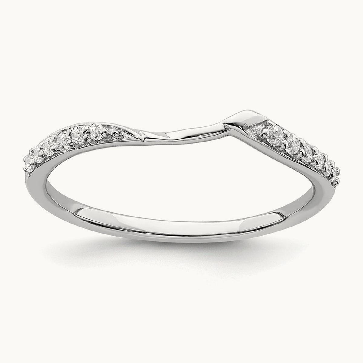 Contoured Diamond Band, 10K White Gold