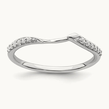 Contoured Diamond Band, 10K White Gold