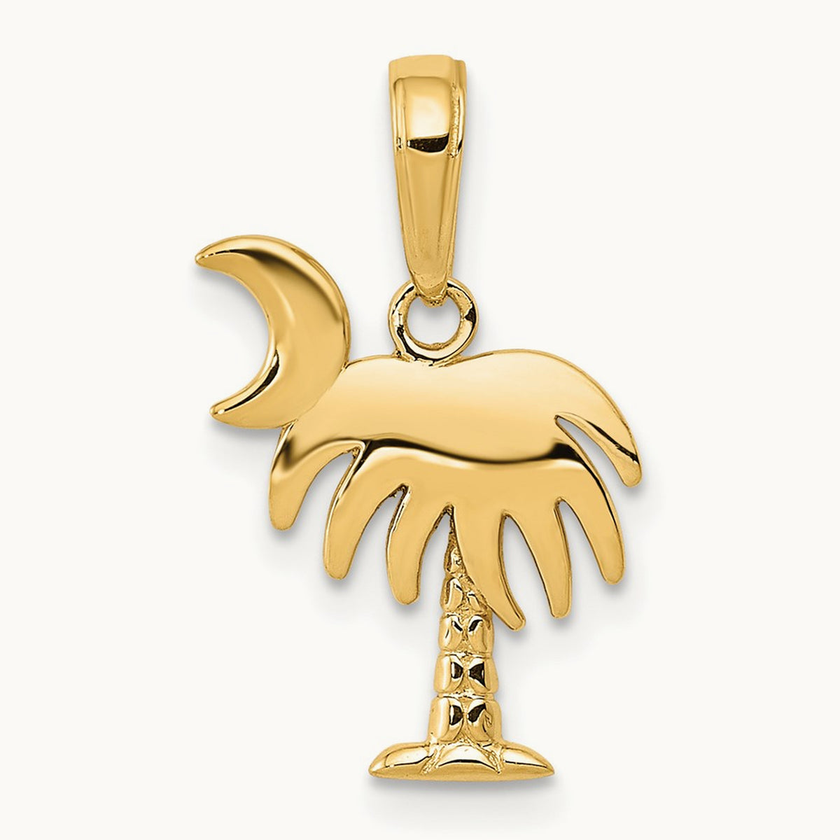 Charleston Palm Tree with Moon Pendant, 14K
