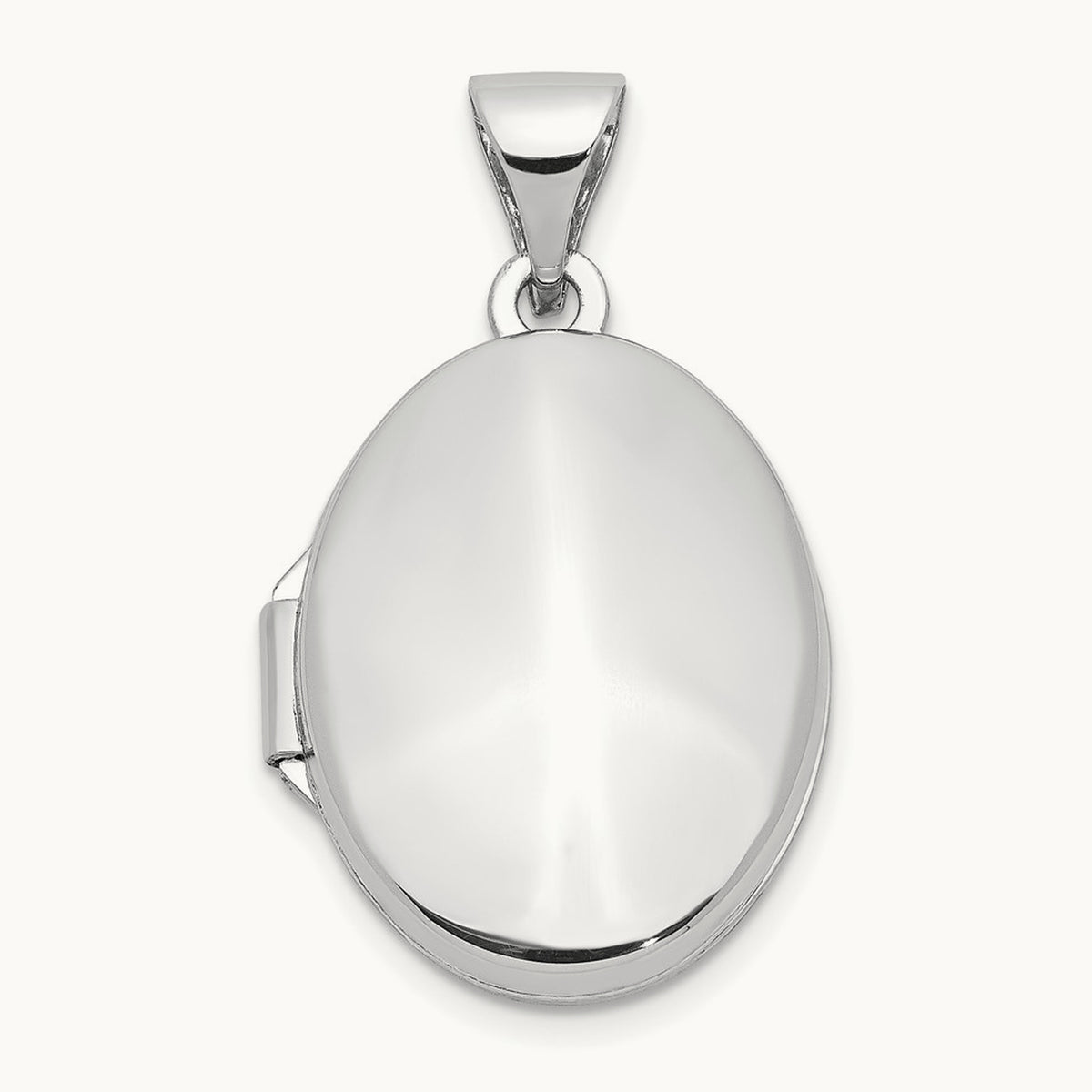 Polished Oval Locket — 14K White Gold