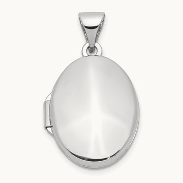 Polished Oval Locket — 14K White Gold