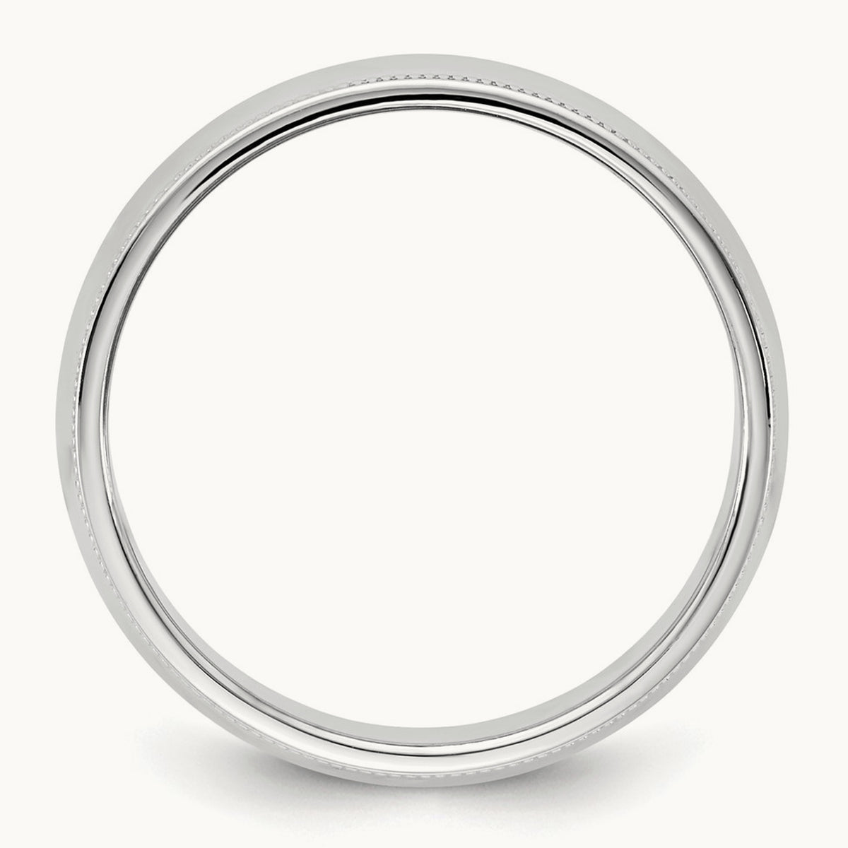 Milgrain Half Round Band, 6.5mm, 10K White Gold
