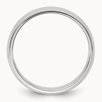 Milgrain Half Round Band, 6.5mm, 10K White Gold