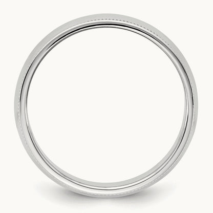 Milgrain Half Round Band, 6.5mm, 10K White Gold