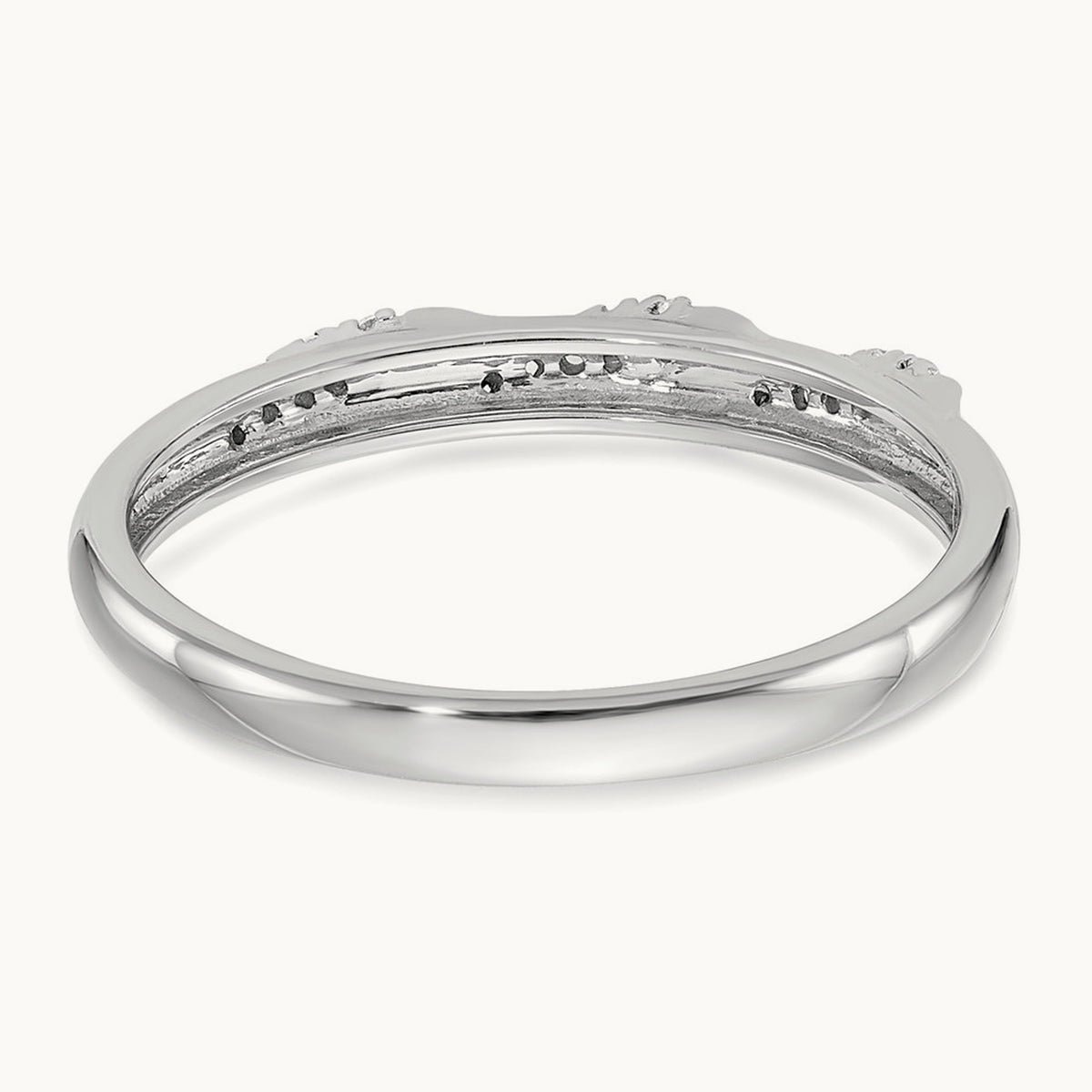 Complete Diamond Trio Ladies Wedding Band, 14K White Gold