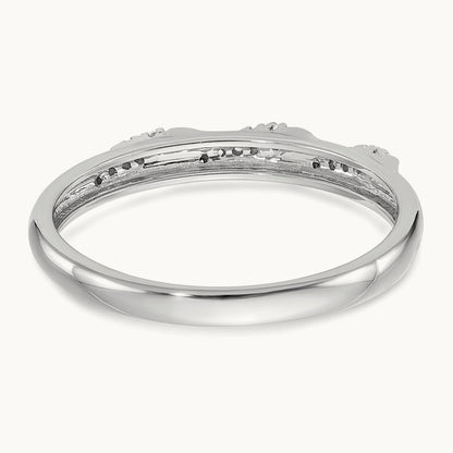 Complete Diamond Trio Ladies Wedding Band, 14K White Gold