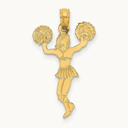 Cheerleader with Pom-Poms Charm, 14K
