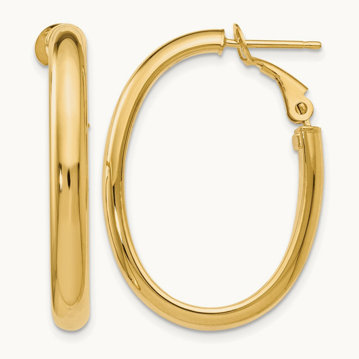 Polished Oval Hoop Earrings, 14K — Leslie's