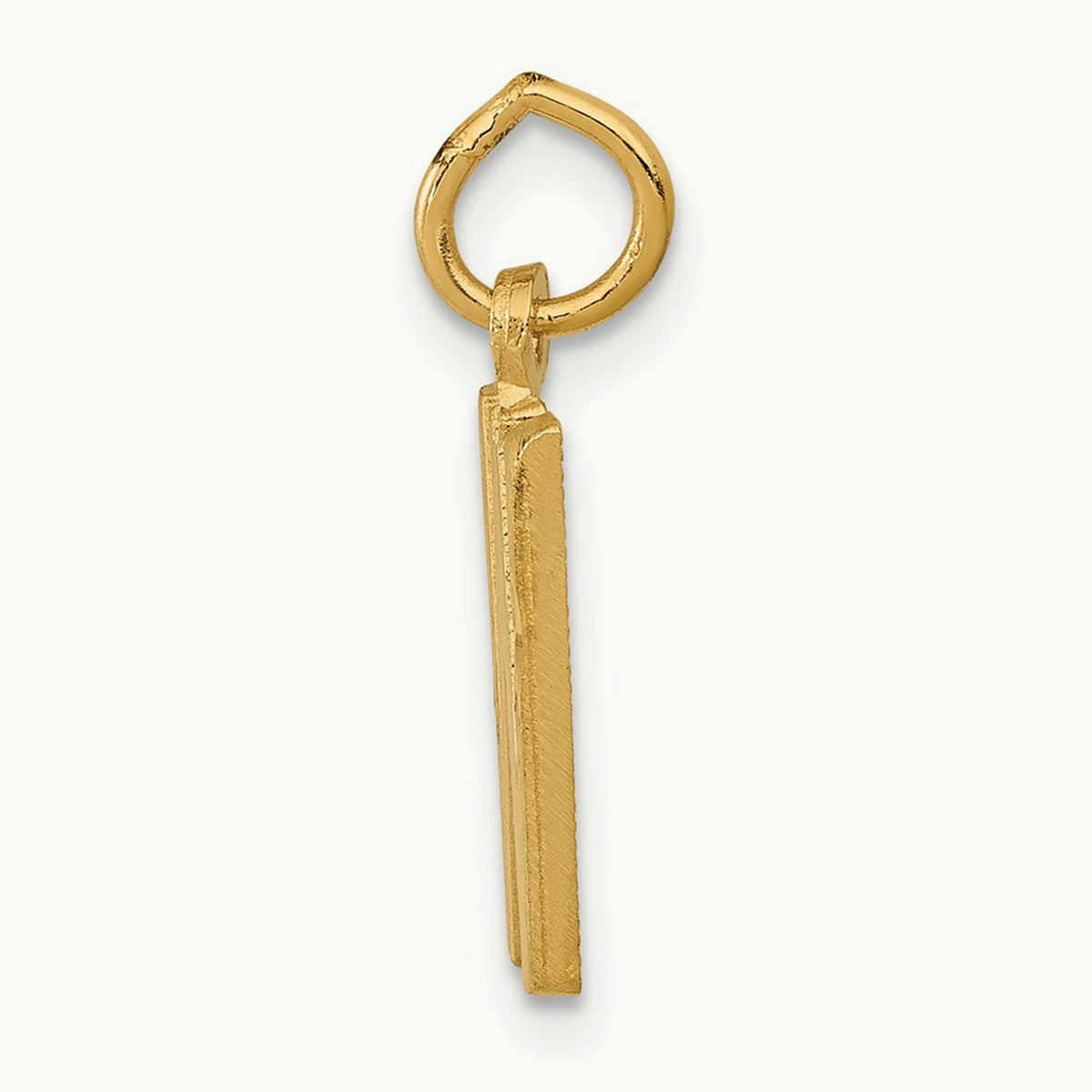Satin Diamond-cut Initial Charm — 14K Yellow Gold, W