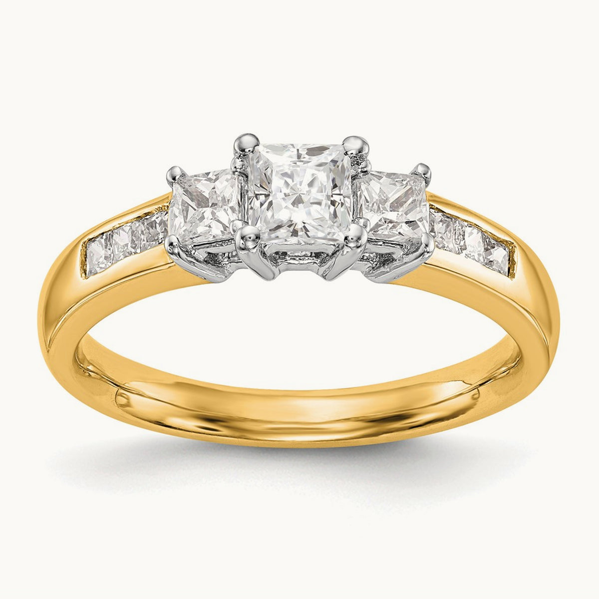 3-Stone Semi-Mount Engagement Ring, 0.10-0.25 ct tw — 1/7 ct, 14K Two-Tone