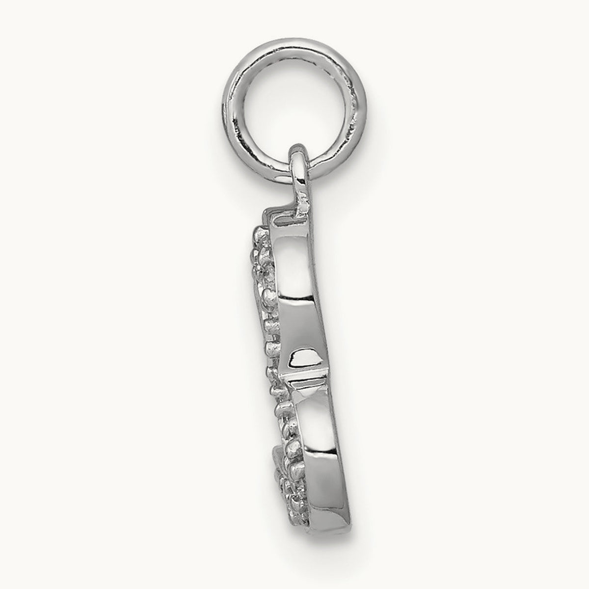 1/20ct. Diamond Curved Heart Charm, 14K White Gold